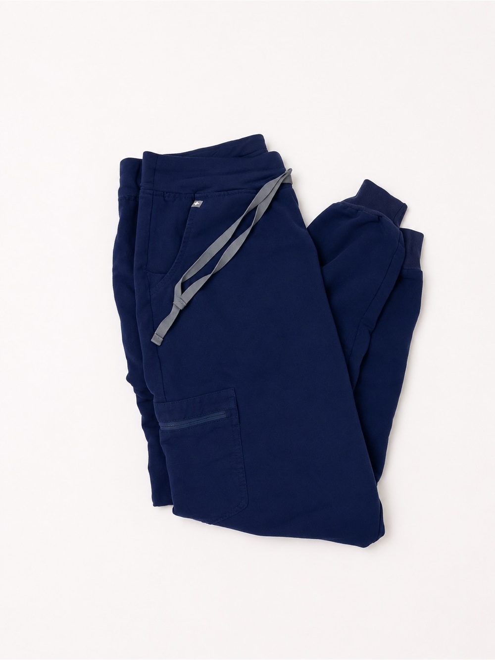 Figs Navy Jogger Scrub Pants with Gray Drawstring